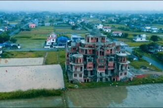 Mengagumkan! Rumah Bak Istana Megah di Tengah Sawah, Dibangun dari Tumpukan Bata